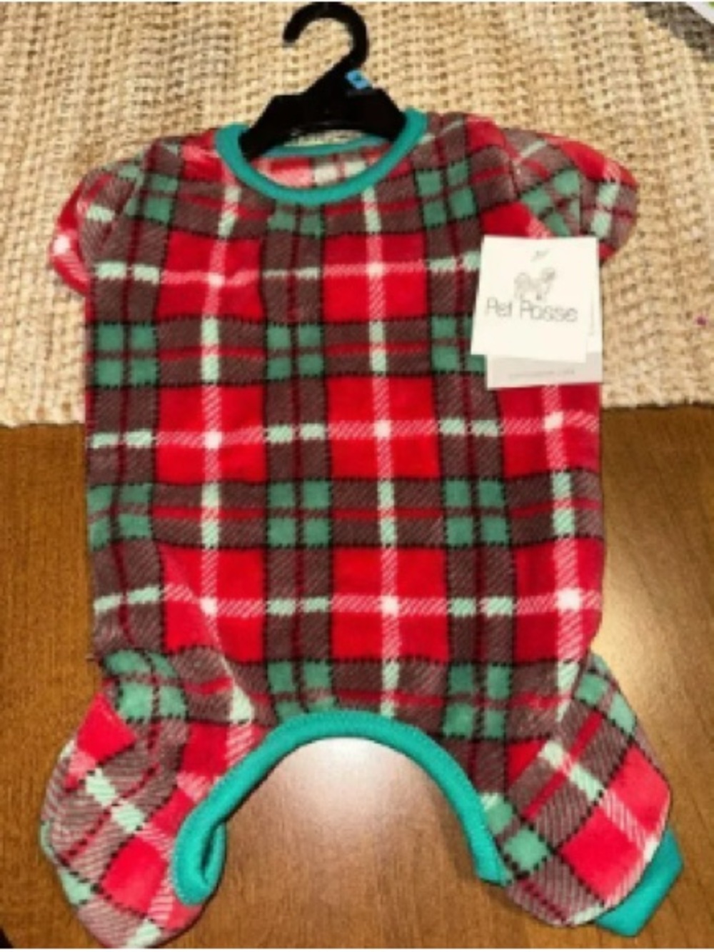 Kids One-Piece Plaid Fleece Romper in Red and Green